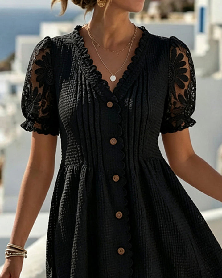 Amelie | Lace Trim Midi Dress