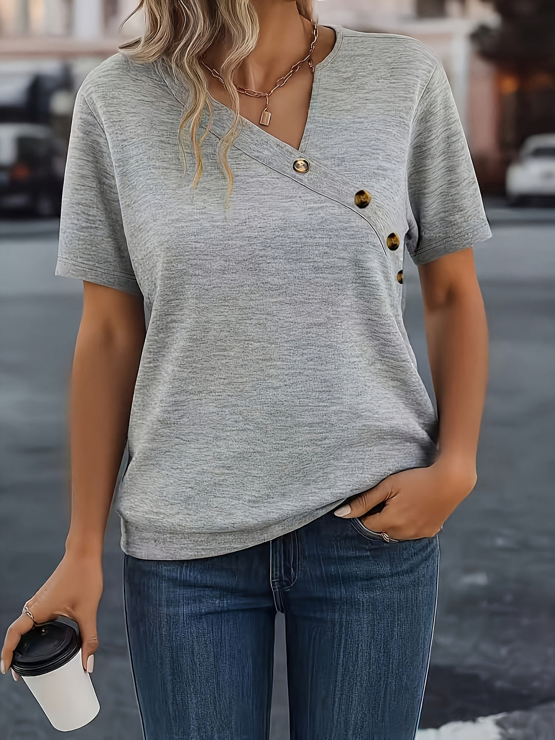 Camille | V-Neck Button Blouse