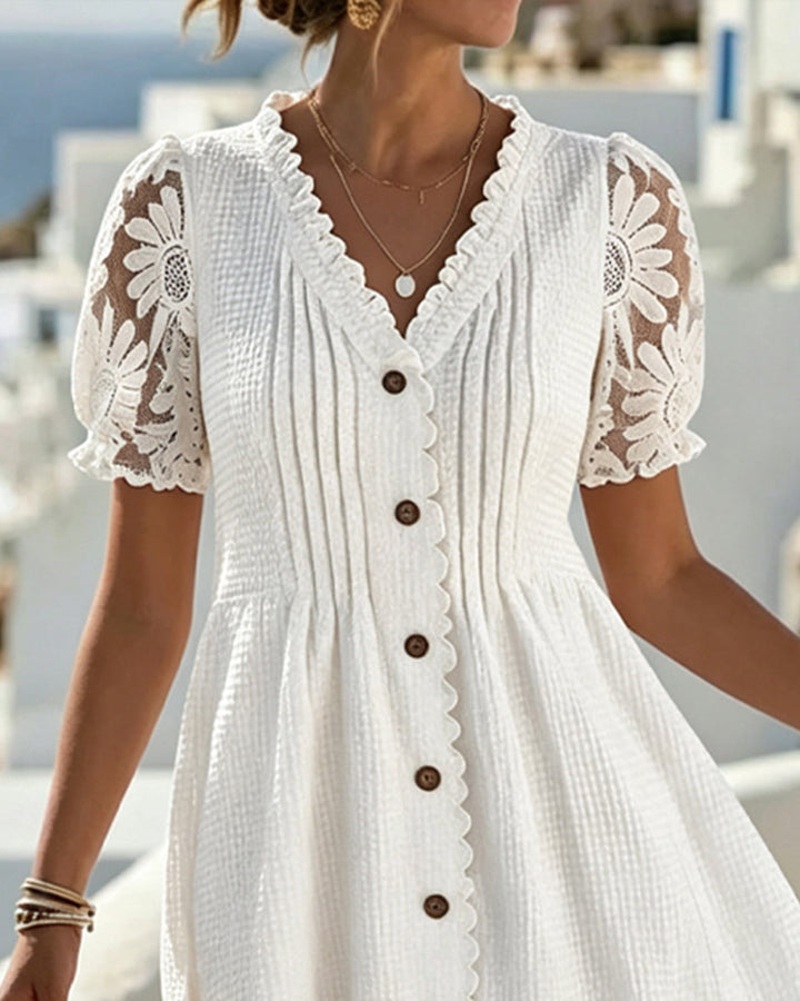 Amelie | Lace Trim Midi Dress