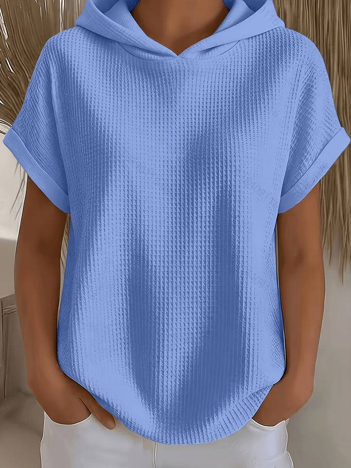 Harlow | Waffle Hooded Short Sleeve Top