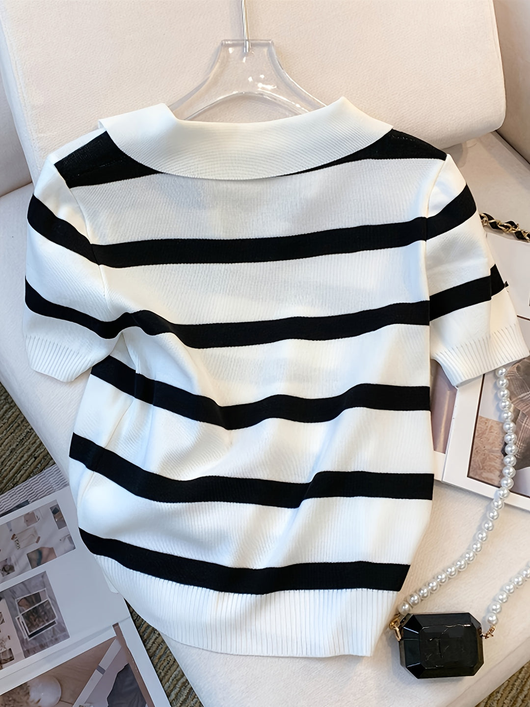 Remi | Contrast Stripe Collared Top