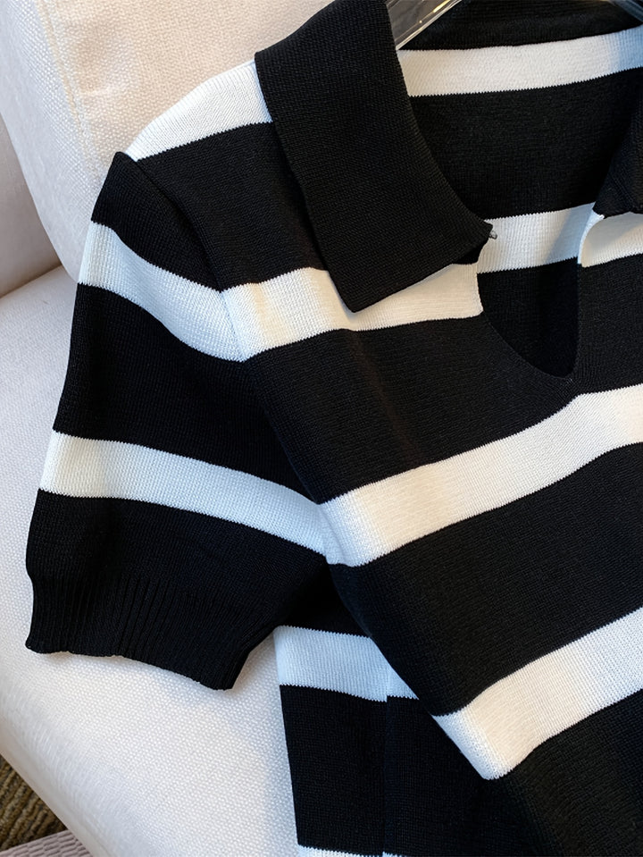 Remi | Contrast Stripe Collared Top