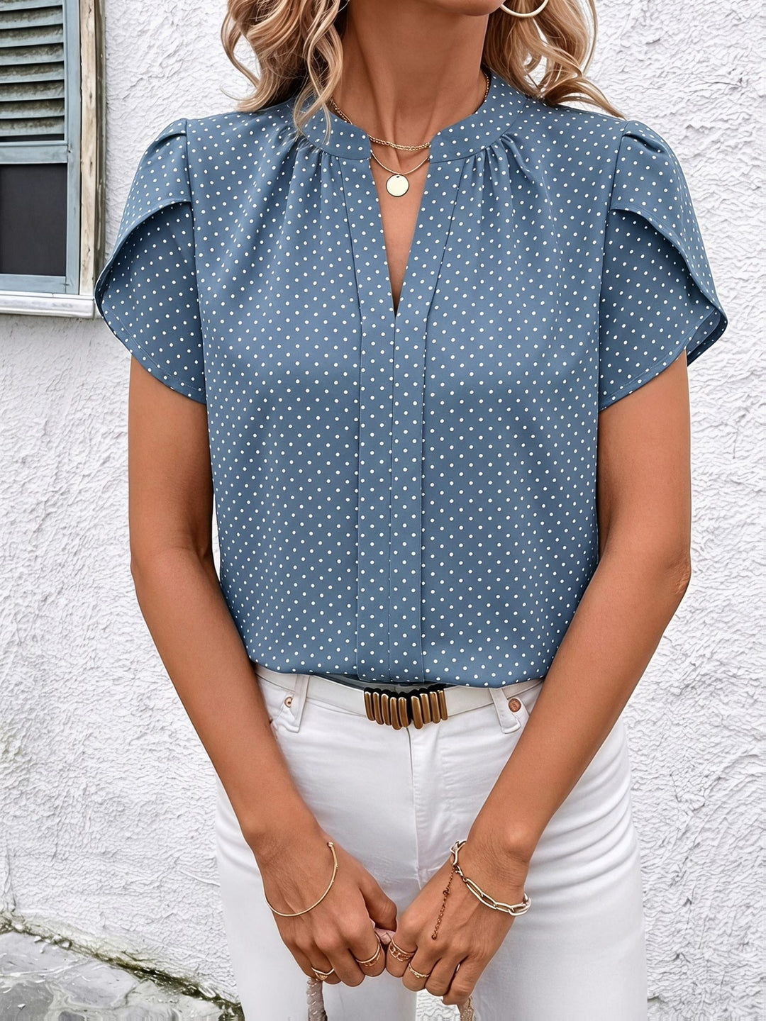 Amara | Polka Dot Petal Sleeve Blouse