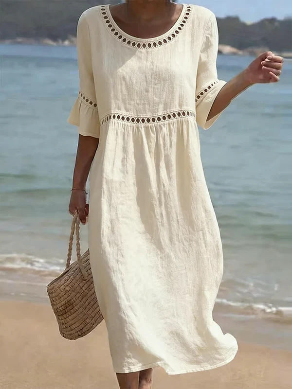 Marina | Lace Trim Relaxed Midi Dress