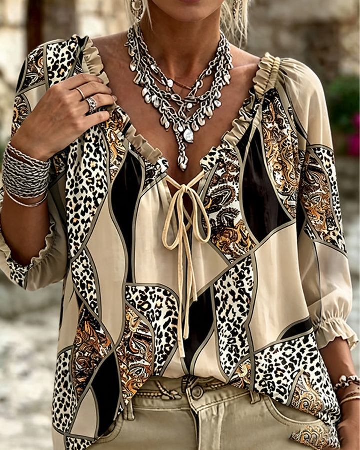 Leona | Leopard Tie-Front Blouse