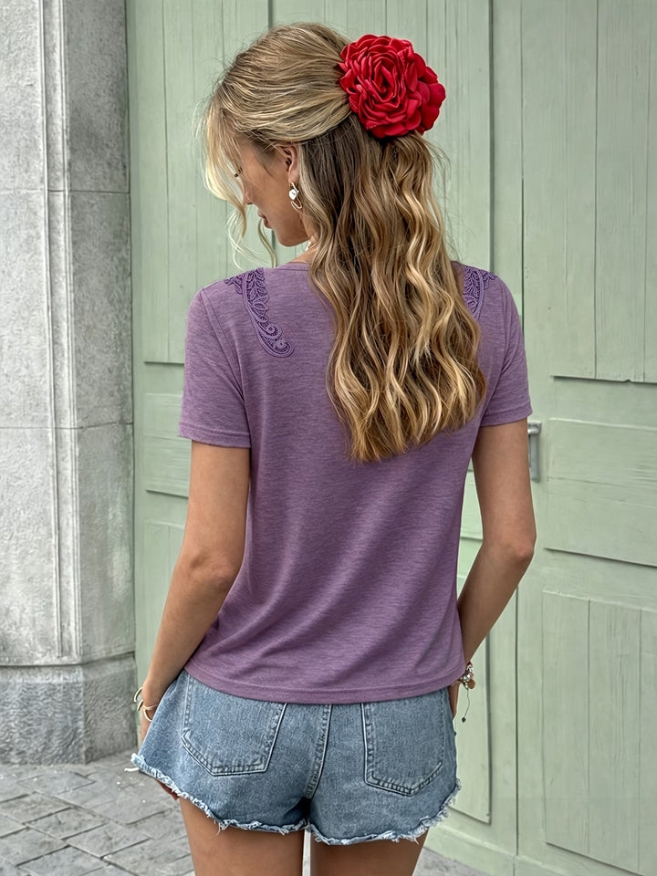 Lucille | Lace Trim Short Sleeve Tee