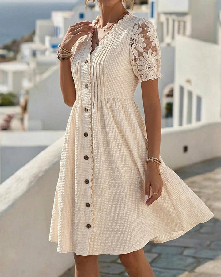 Amelie | Lace Trim Midi Dress