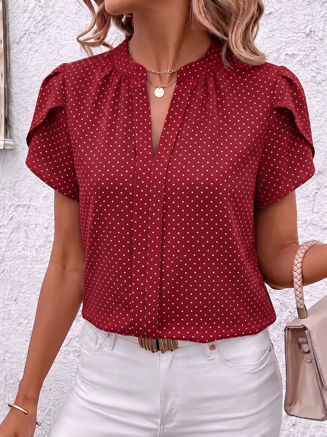 Amara | Polka Dot Petal Sleeve Blouse
