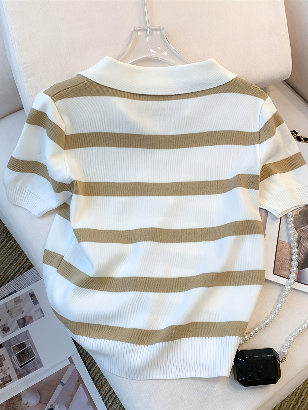 Remi | Contrast Stripe Collared Top