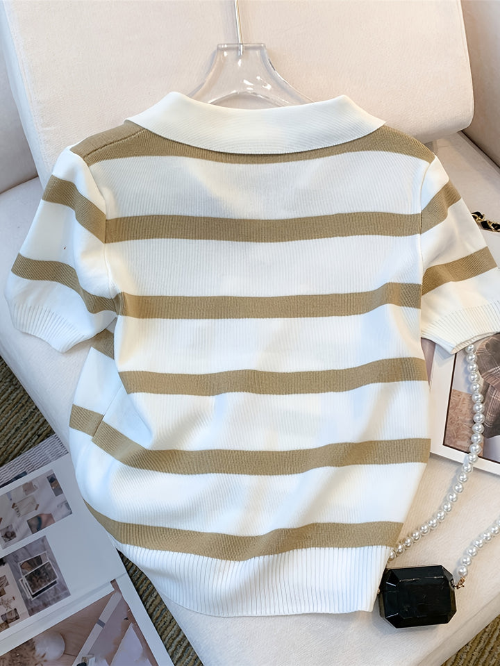 Remi | Contrast Stripe Collared Top