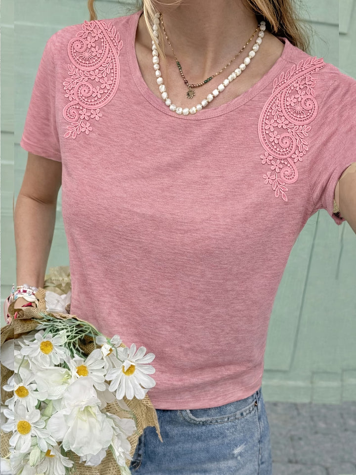 Lucille | Lace Trim Short Sleeve Tee