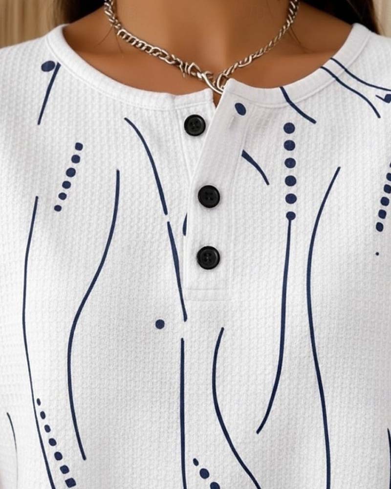 Evelyn | Printed Button Detail Tee
