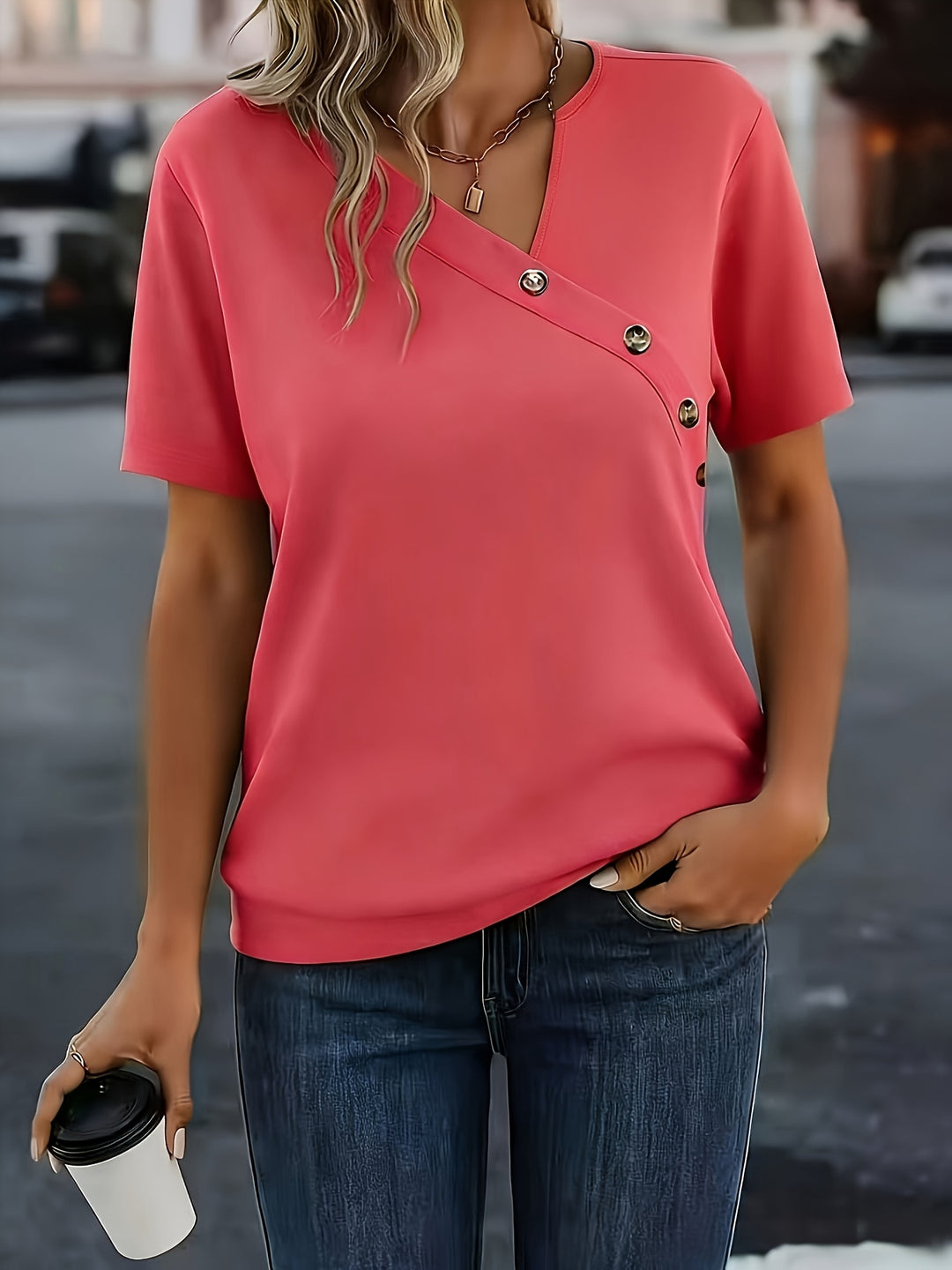 Camille | V-Neck Button Blouse