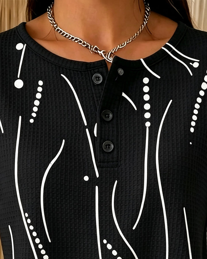 Evelyn | Printed Button Detail Tee