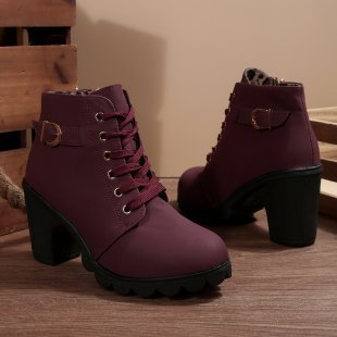 Katni | Lace-Up Buckle Ankle Boots