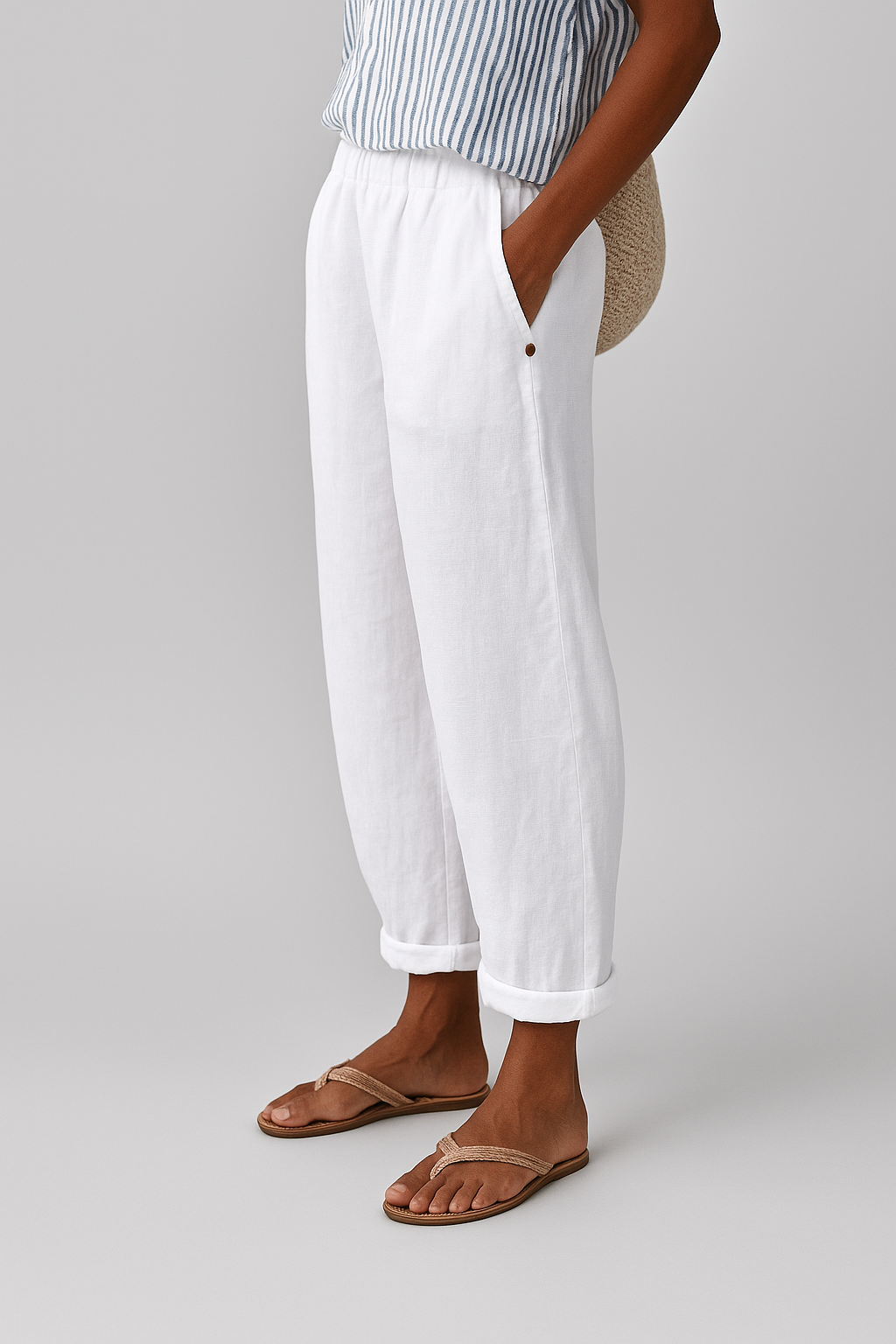 Fabric detail of the Kailani summer pants, illustrating the breathable and soft material texture.