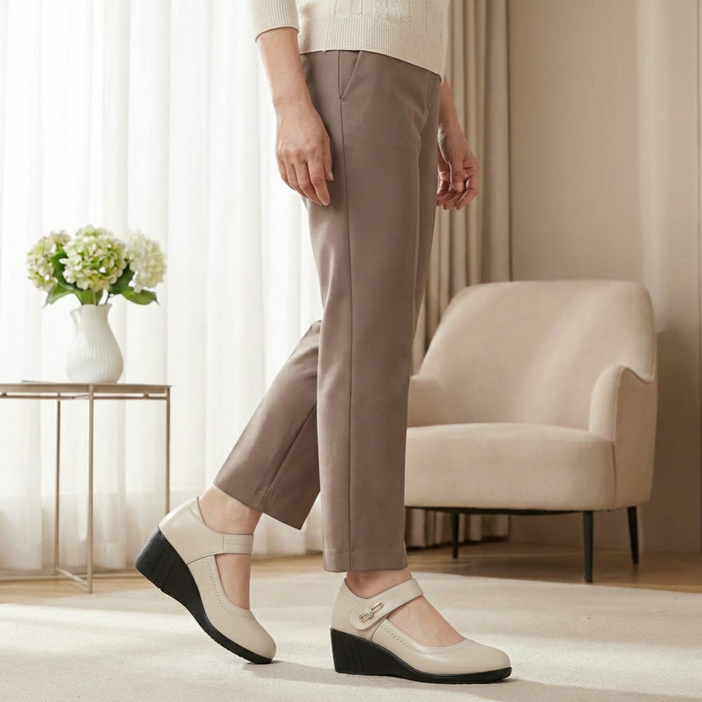 Detail shot of the fabric texture on the Kiana trousers, emphasizing its soft and luxurious feel.