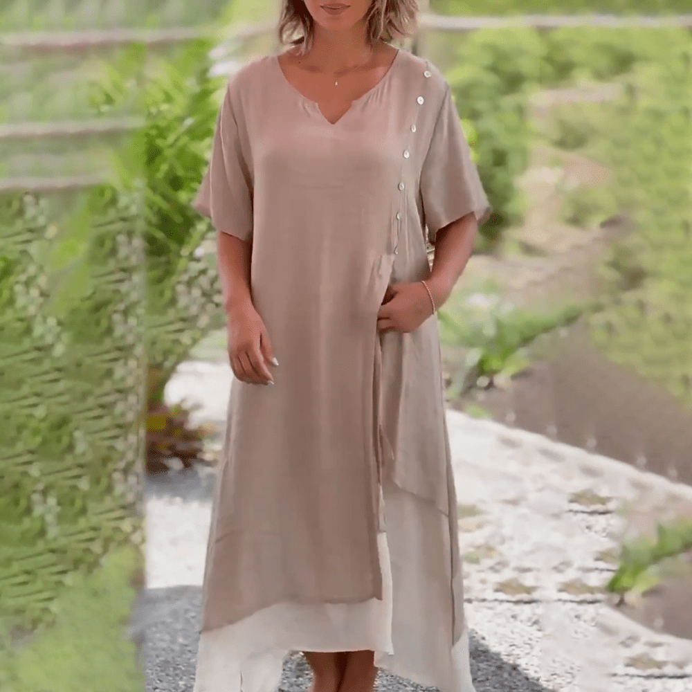 A collection of Liana classic maxi dresses in various colors on display.