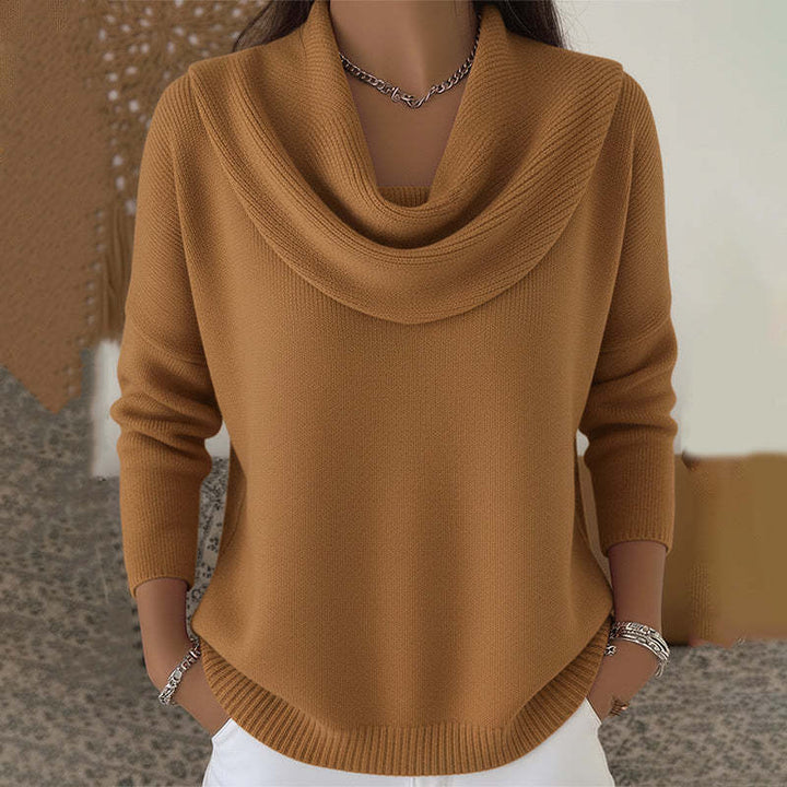Back view of the Seraphina cotton-blend sweater, showing the slightly longer, curved hemline.