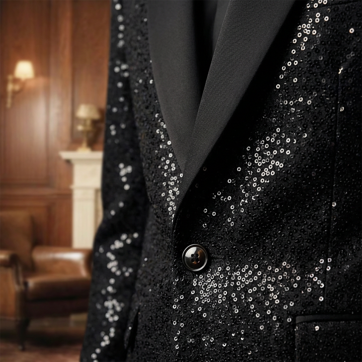 Lucian Black Sparkle Tuxedo Suit